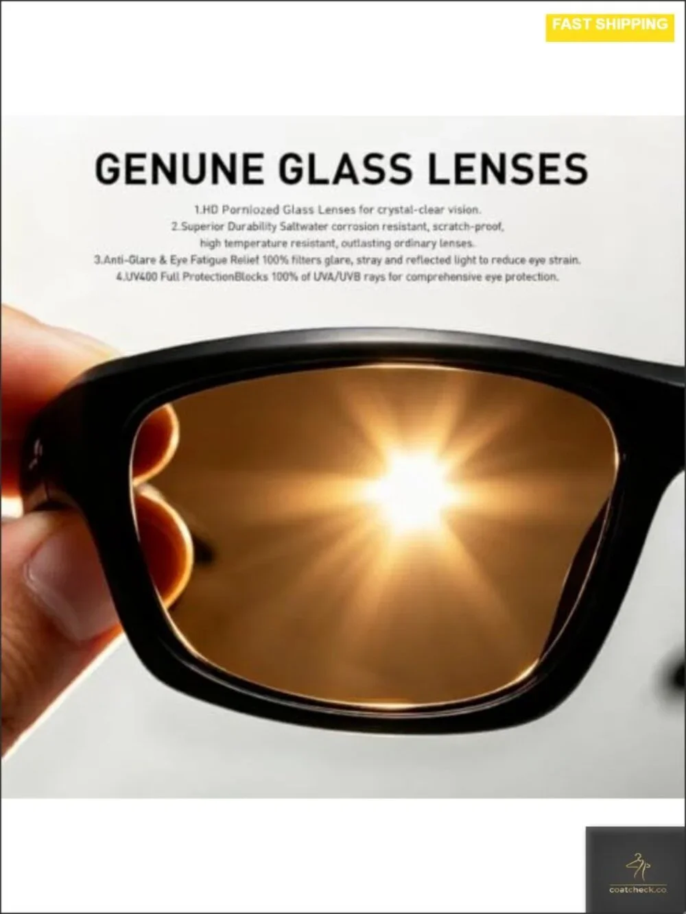 Genuine Glass Polarized Sunglasses UV400 Anti-Scratch Unisex